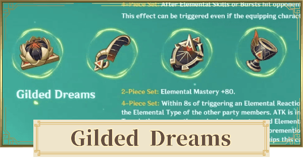 Genshin Impact Gilded Dreams artifact set interface