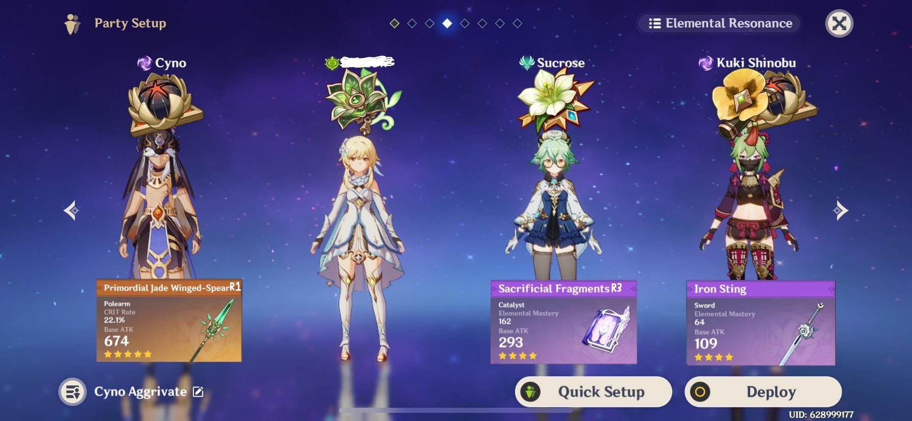 Genshin Impact Cyno Aggravate team composition with Nahida, Fischl, Baizhu