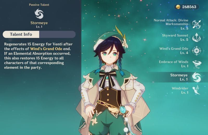 Venti's Skyward Sonnet Elemental Skill in action in Genshin Impact