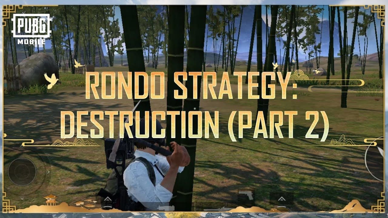 PUBG Mobile Rondo bamboo structures being destroyed with pickaxe showing destructible cover mechanics
