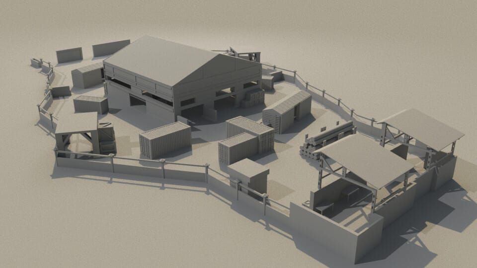 PUBG Mobile TDM Warehouse map overview showing training zones