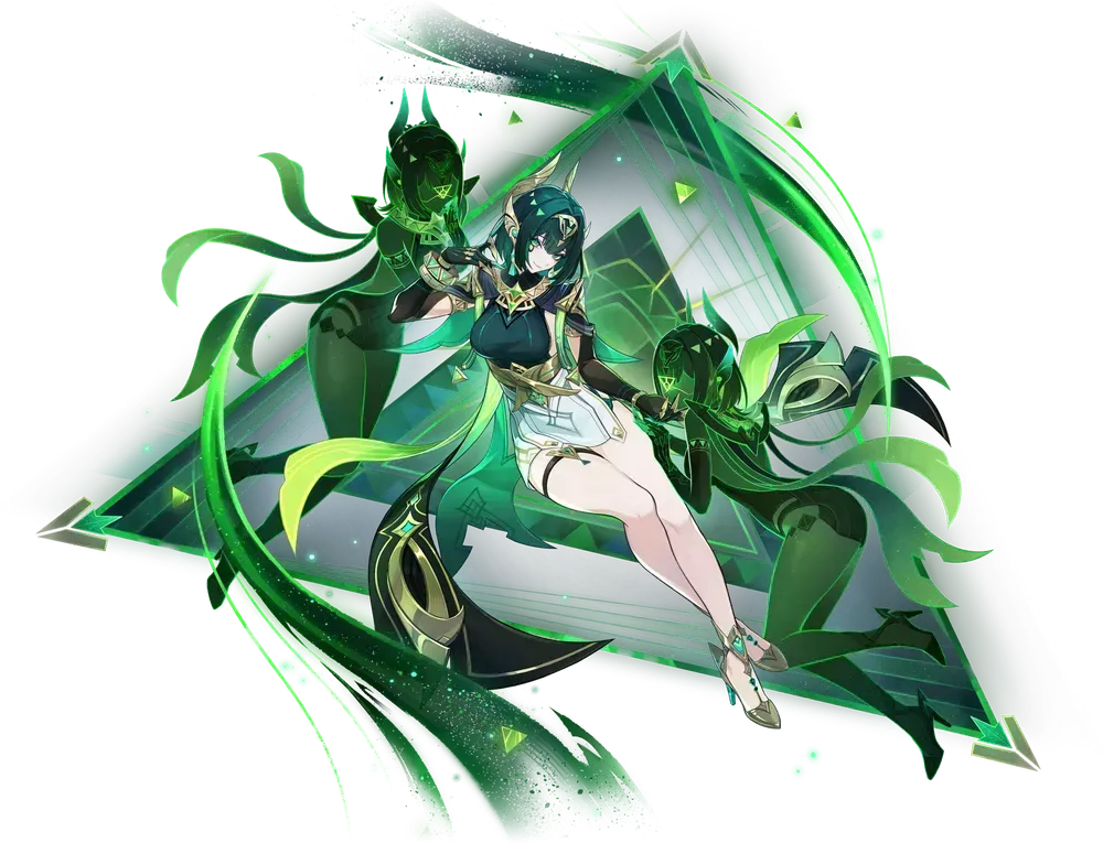 원신에서 네페르와 후루이나의 더블 하이드로 파티 전투 장면