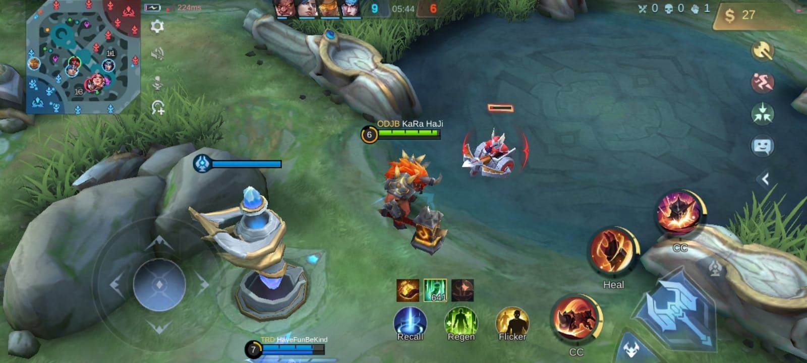 Mobile Legends network status interface showing high ping and connection issues