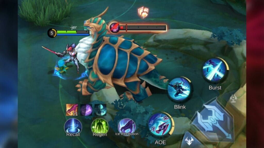 Mobile Legends team positioning around Turtle objective showing strategic setup