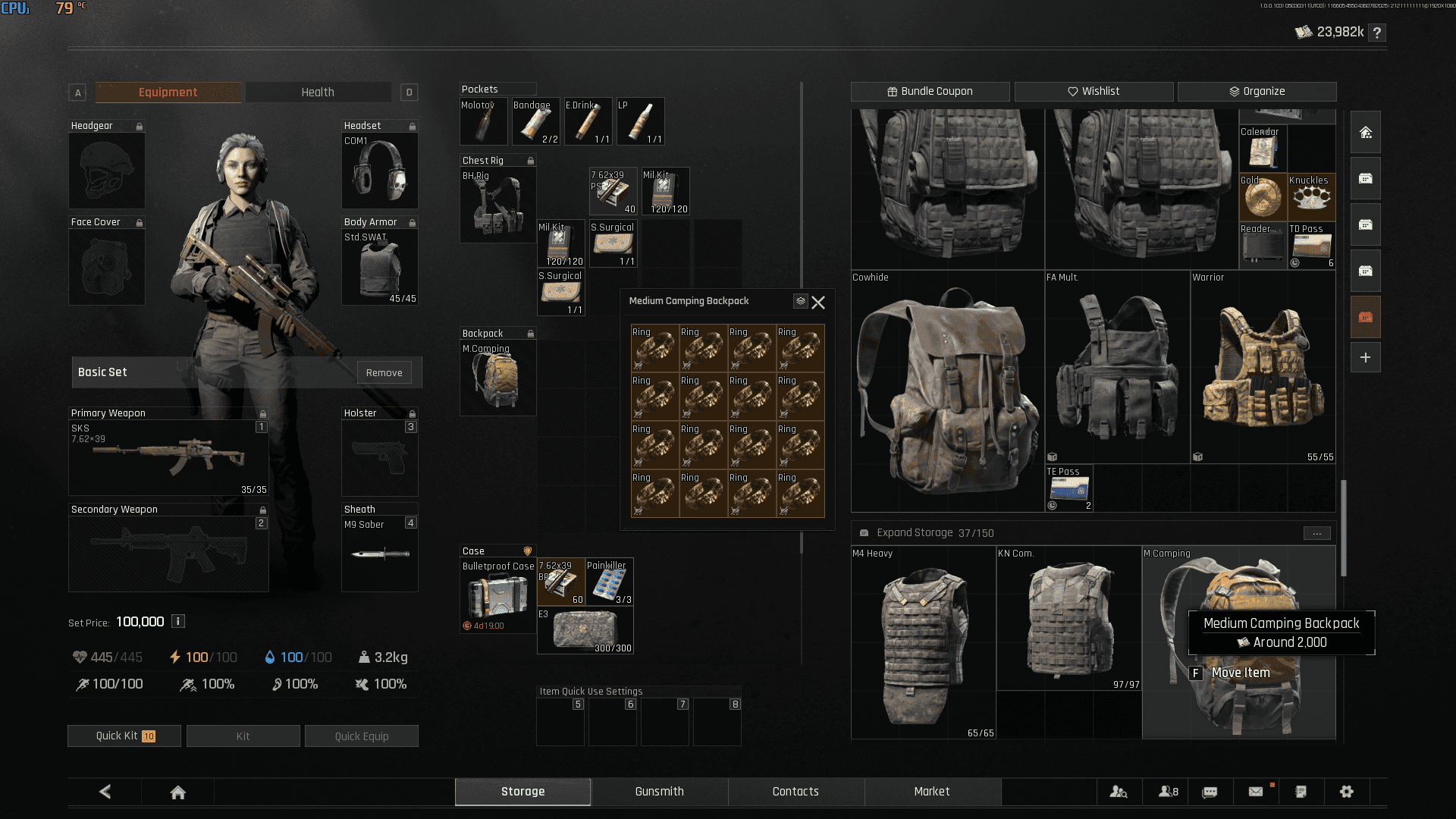 Arena Breakout Deak Vincent trader menu displaying thermal scopes and other high-value items