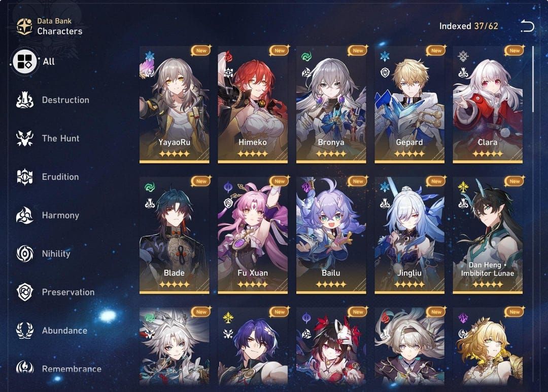 Honkai Star Rail team formation screen displaying Castorice, Evernight, Tribbie, and Hyacine composition