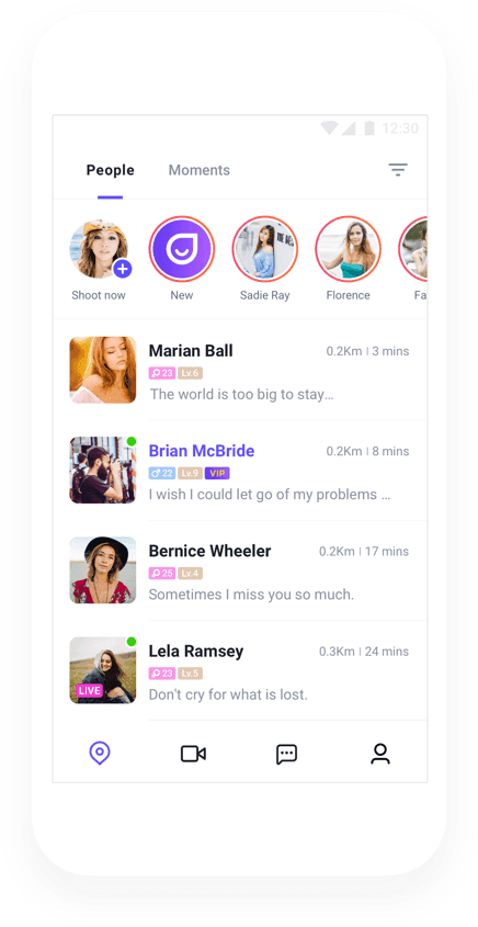 MICO Live VIP chat room interface with multiple participants and premium features