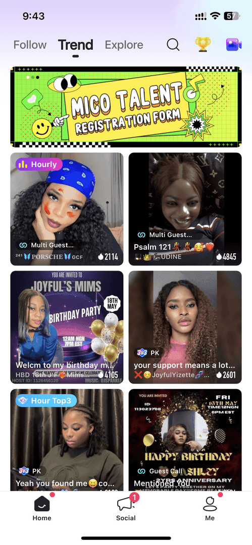 Optimized MICO Live creator profile with verification and VIP features