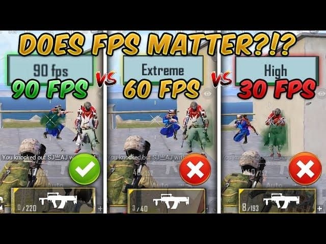 PUBG Mobile frame rate comparison showing smoother gameplay at higher FPS
