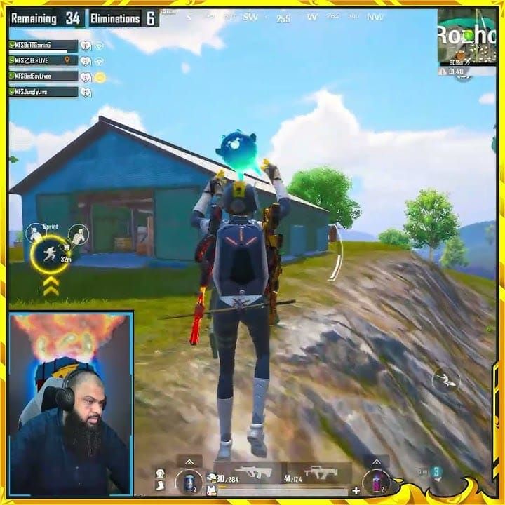 PUBG Mobile player using Floating Balloon for aerial mobility and tactical positioning