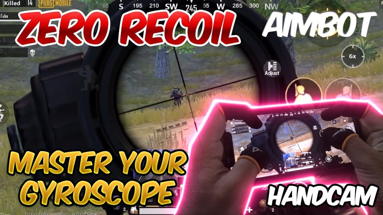 PUBG Mobile gyroscope aiming guide showing device tilt controls