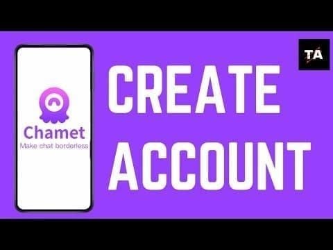 Chamet app registration screen showing sign-up form with email and phone verification options