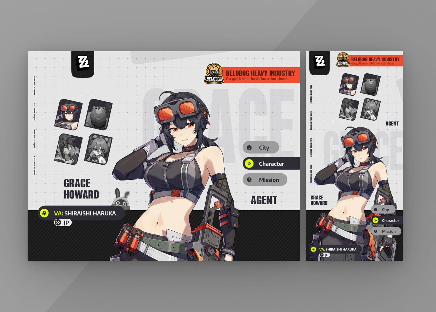 ZZZ character equipment interface showing disk drives and W-Engine configuration