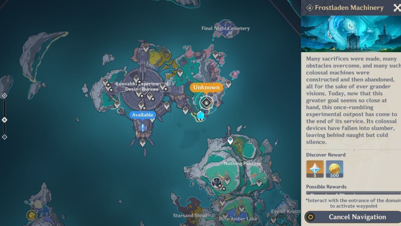 Genshin Impact Frostladen Machinery domain entrance in Nod-Krai region