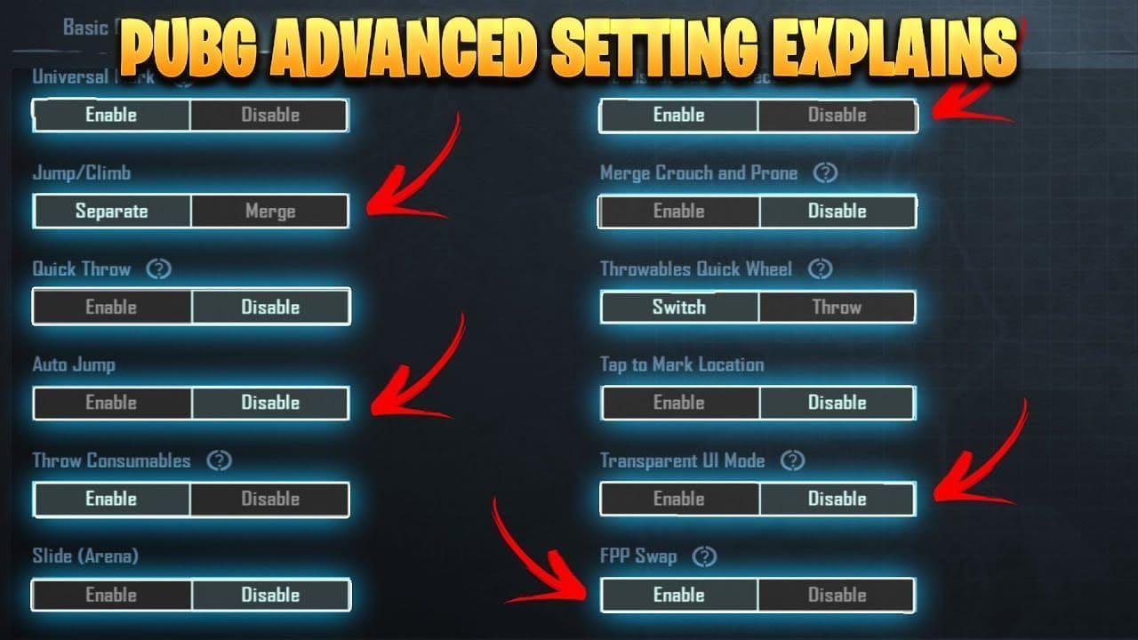 PUBG Mobile graphics configuration guide for low-end devices showing recommended settings
