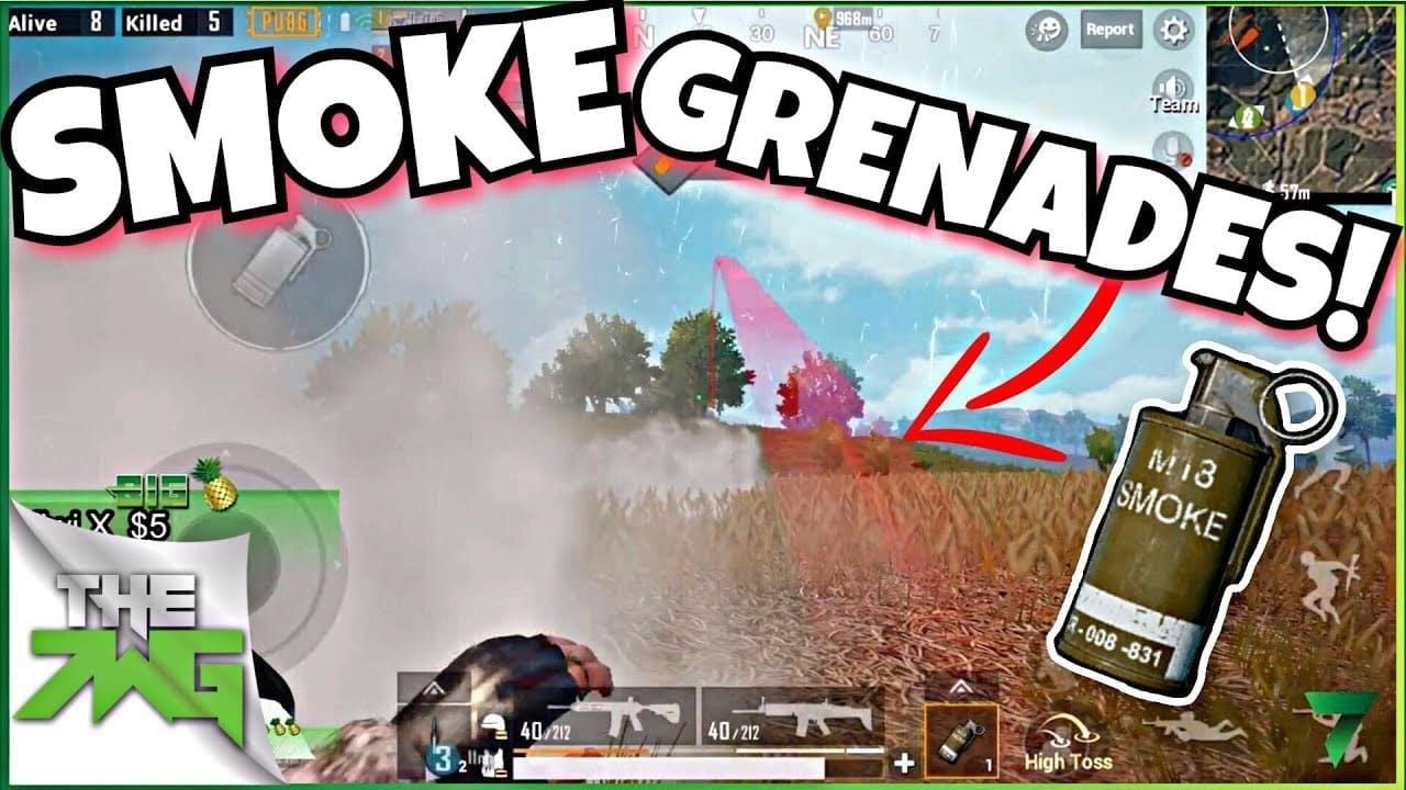 PUBG Mobile smoke grenade tactical deployment during map rotation