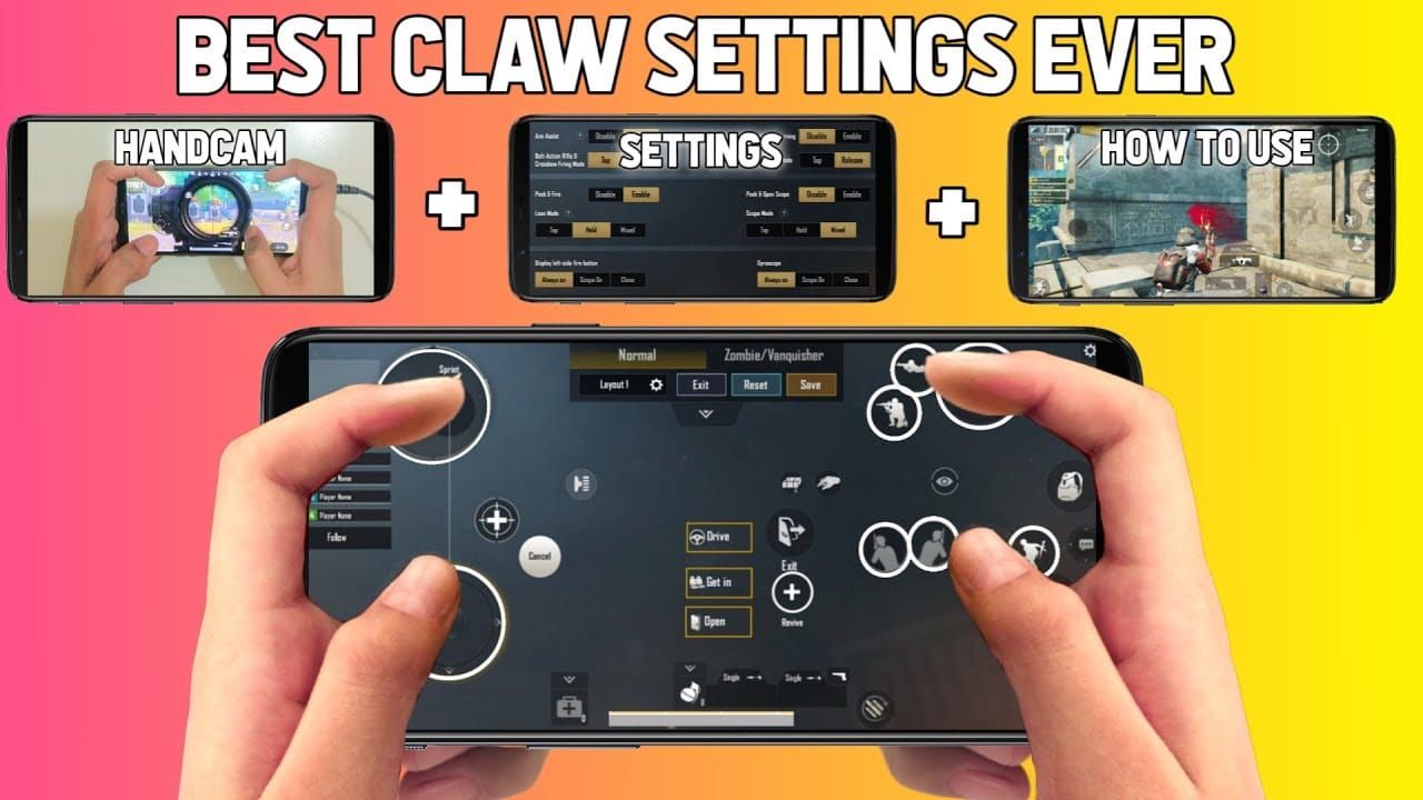PUBG Mobile 4-finger claw control layout configuration used by professional players