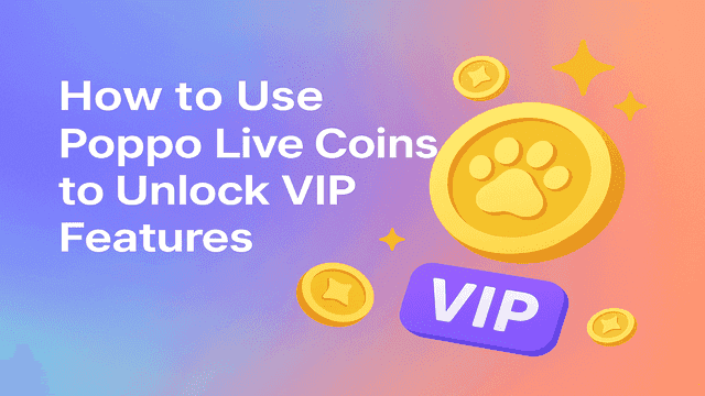 Poppo Live VIP system interface showing levels 1-3 with benefits and requirements