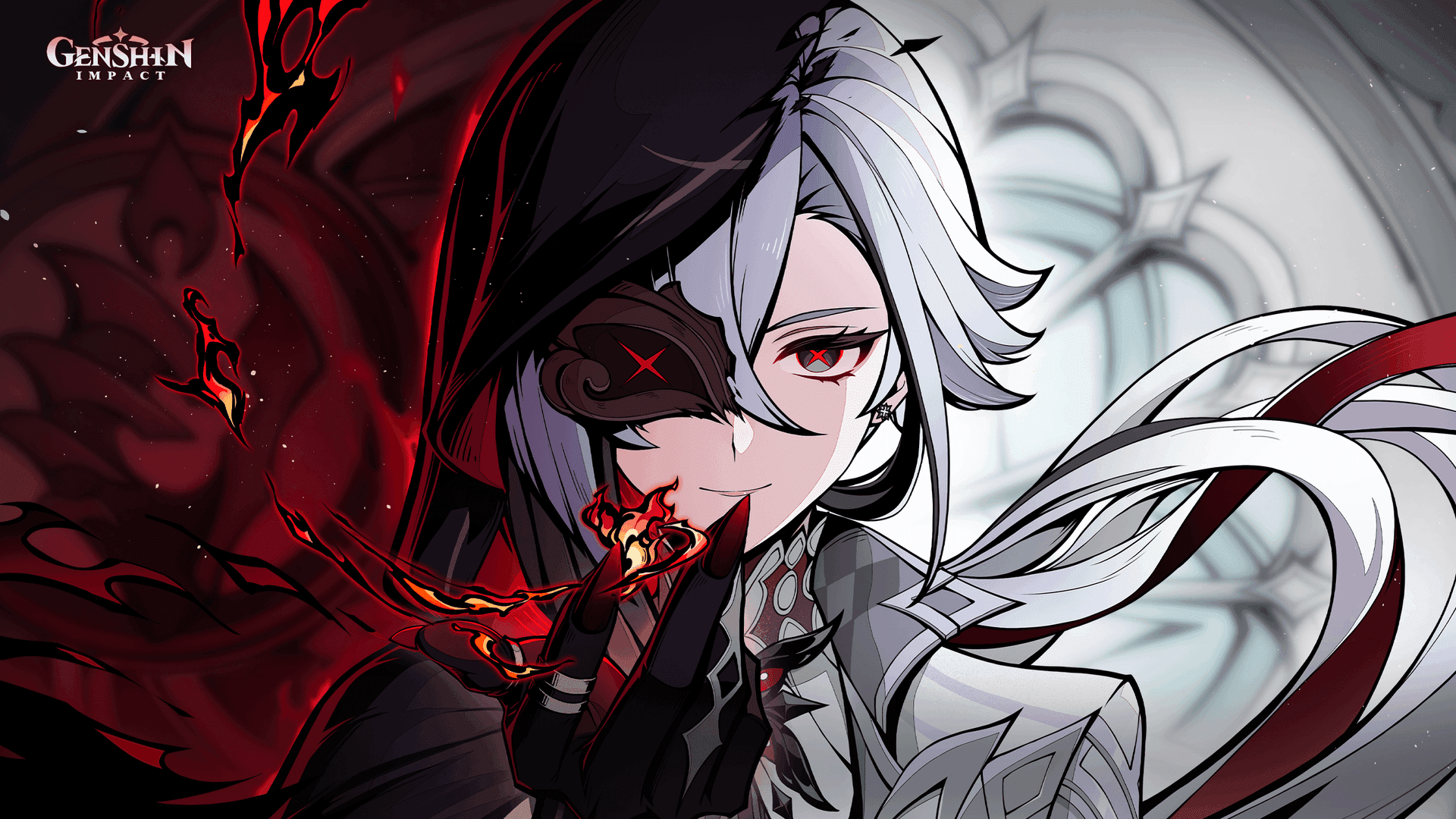 원신 캐릭터 종려와 아를레키노의 공식 일러스트