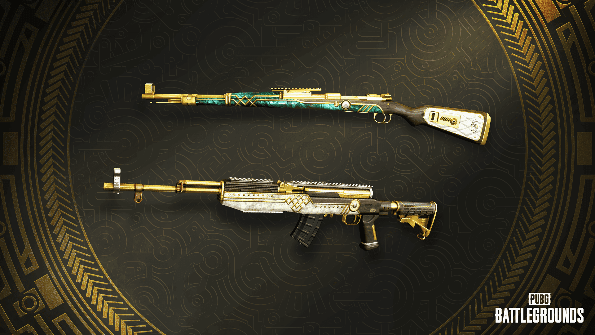 PUBG Mobile Ivory Flame weapon skins with golden flame effects