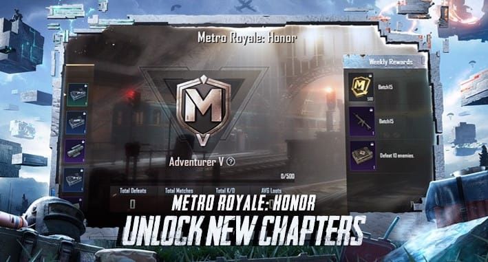 PUBG Mobile Metro Royale Honor system interface showing progression tiers
