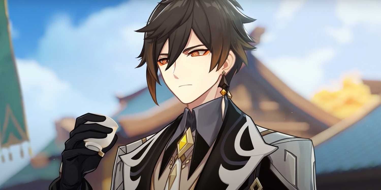 Spiral Abyss combat screenshot showing Zhongli's shield protecting the team