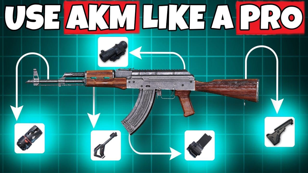 PUBG Mobile AKM assault rifle with recommended attachment setup