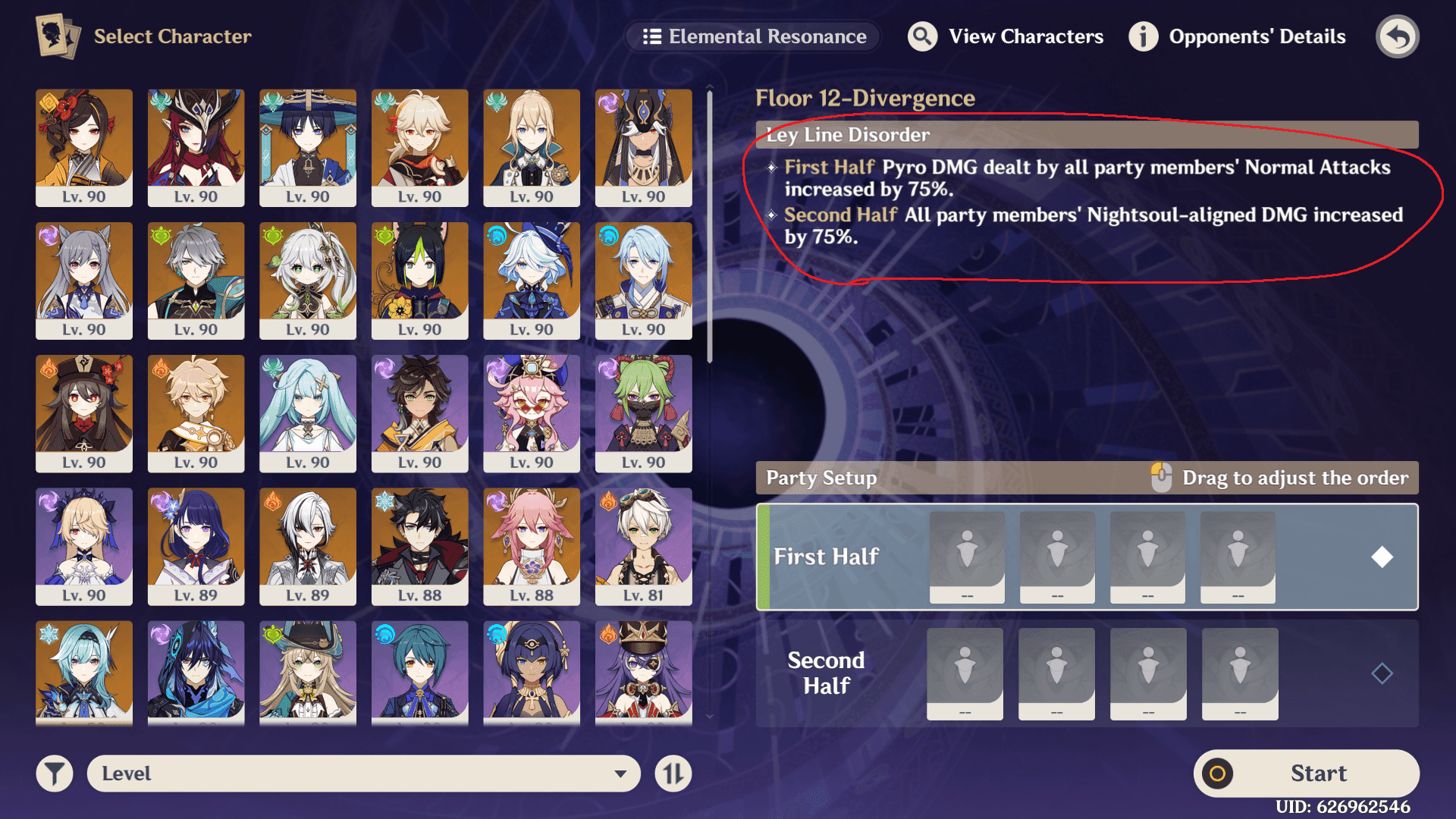 Genshin Impact Version 6.0 Ley Line Disorders showing Bloom and Electro-Charged damage buffs