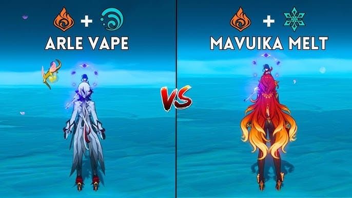 Mavuika performing Melt elemental reactions with visible damage amplification effects