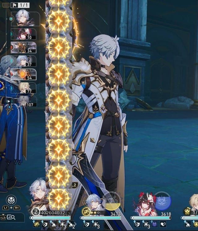 Phainon character interface displaying Coreflame stack accumulation and associated buffs