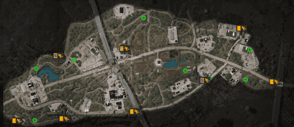 Arena Breakout Farm map showing optimal western spawn route with highlighted path and loot locations