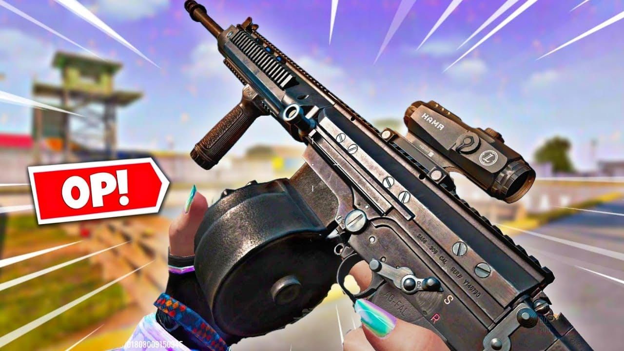 Blood Strike FAL assault rifle being used in mid-range combat scenario