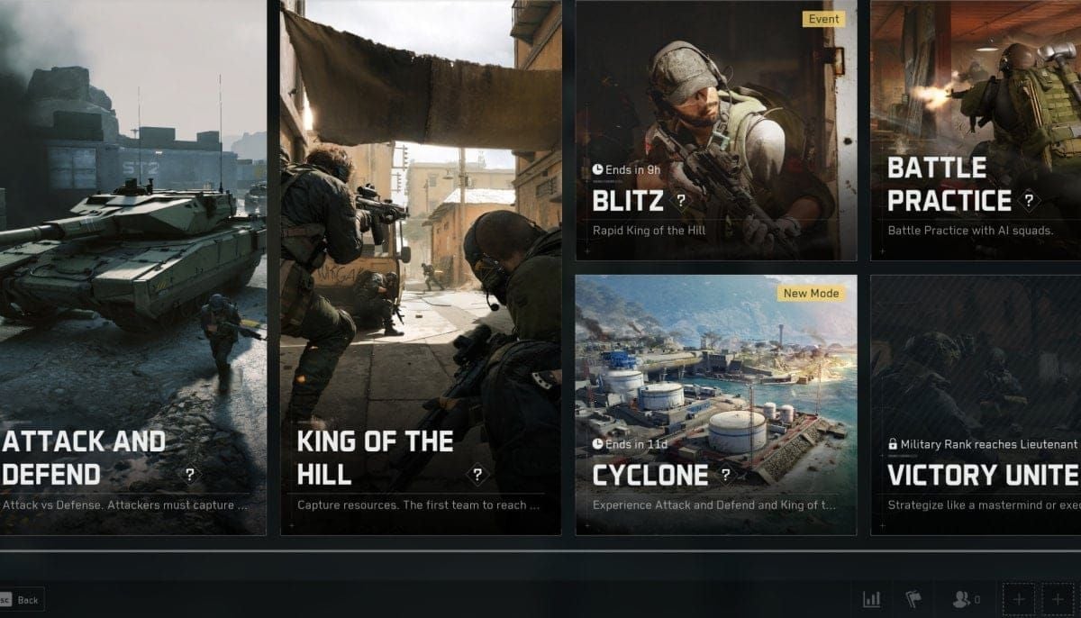 Delta Force three main game modes comparison showing Warfare, Operations, and Black Hawk Down