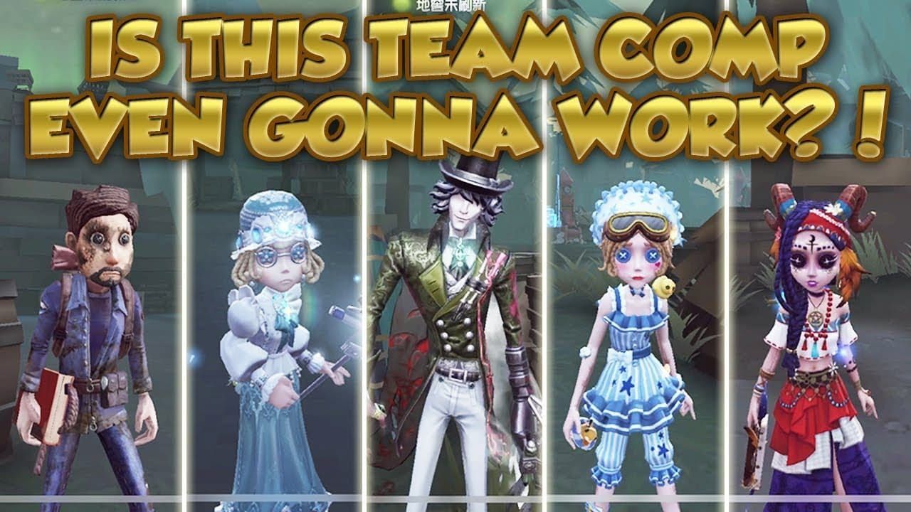 Identity V optimal team composition showing Mechanic, Priestess, Mercenary, and Seer characters