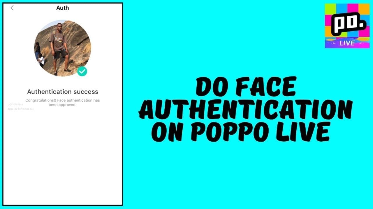 Poppo Live face authentication screen with verification instructions