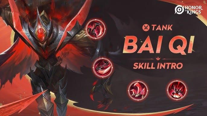 Bai Qi character portrait from Honor of Kings showing the tank hero with his signature scythe weapon