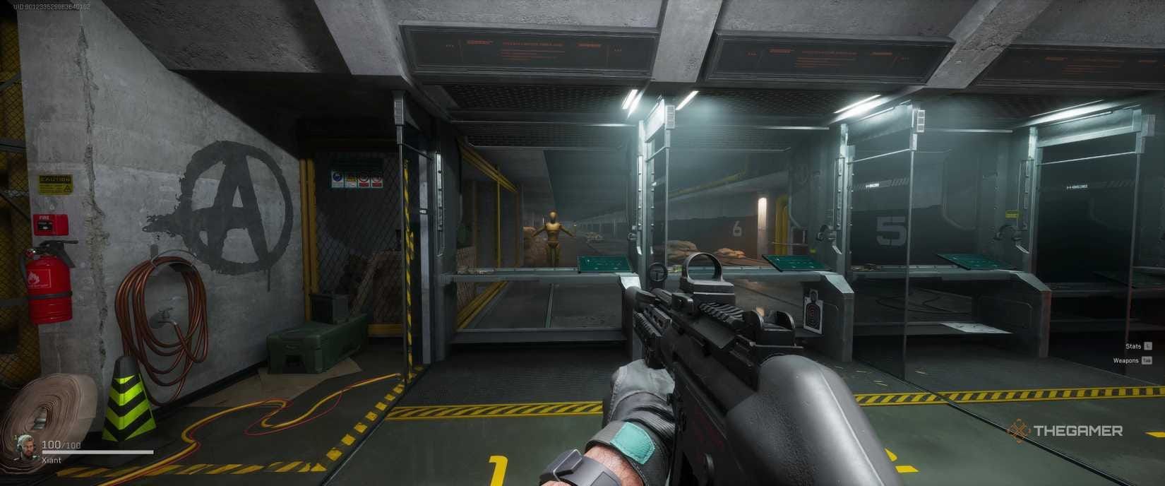 Delta Force firing range with moving targets for sensitivity testing