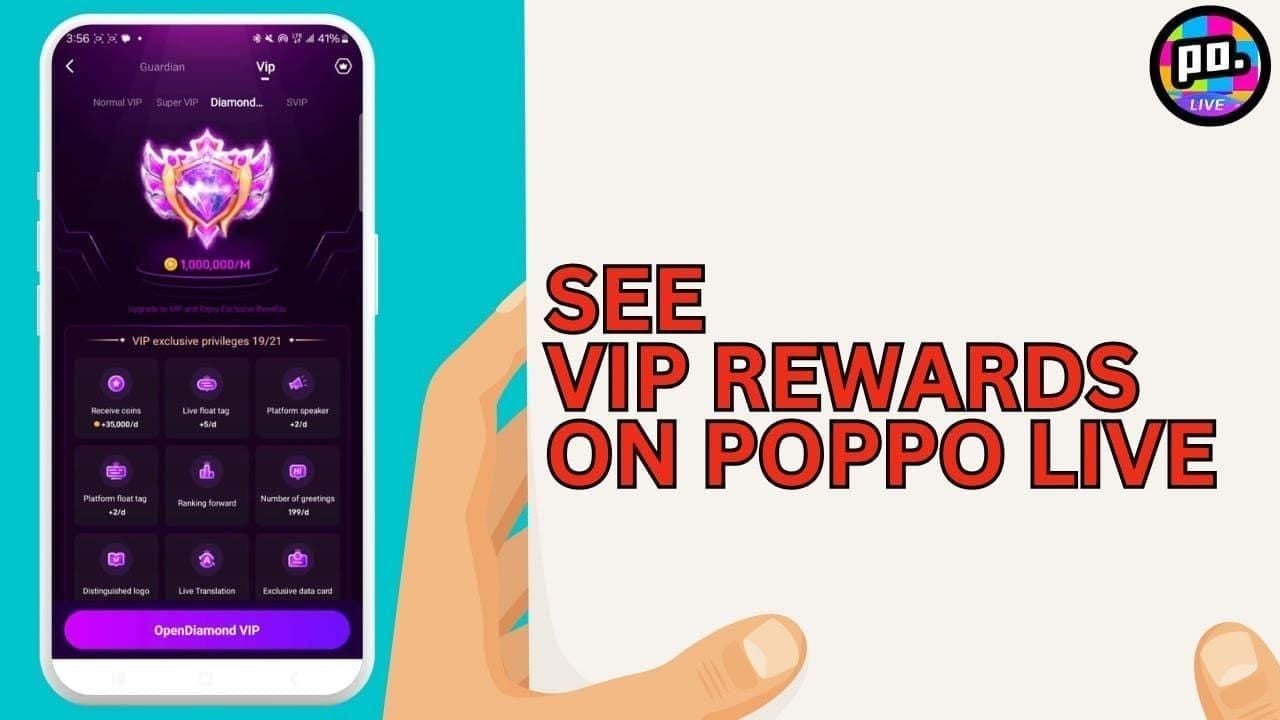 Poppo Live VIP exclusive features including badges, frames, and priority chat positioning
