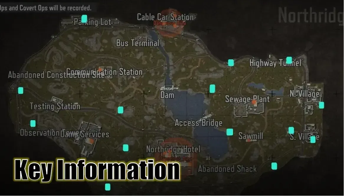 Arena Breakout Northridge map showing central lake, hotel complex, and major areas