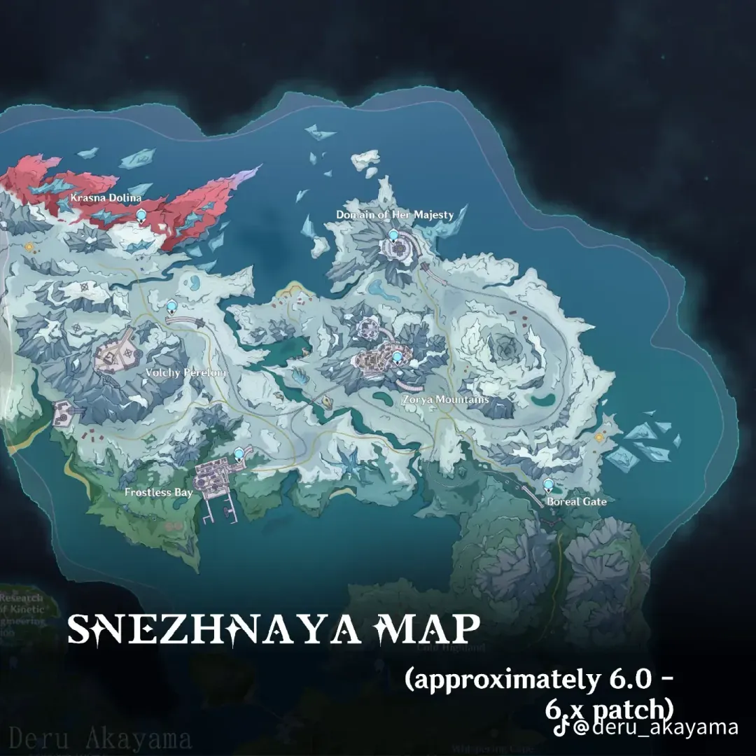 Genshin Impact Snezhnaya region map and upcoming content