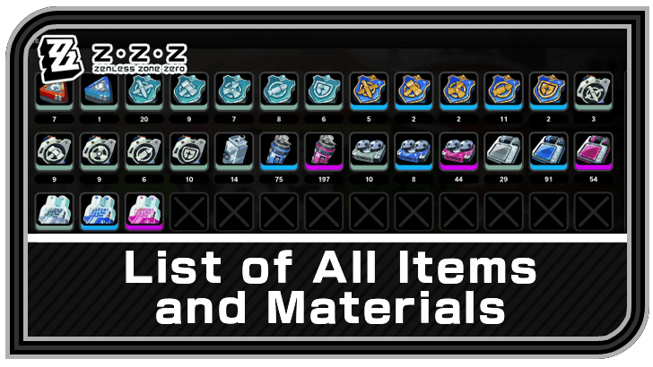 Zenless Zone Zero upgrade materials including Investigator Logs and W-Engine Power Supplies