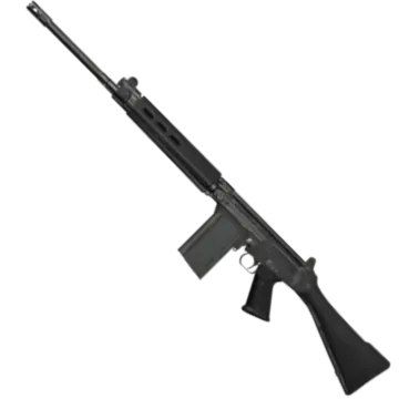 Arena Breakout FAL assault rifle with attachments showing S-Tier weapon configuration