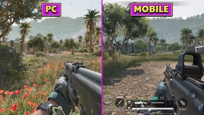 Comparison of different FOV settings in Delta Force Mobile showing visual differences