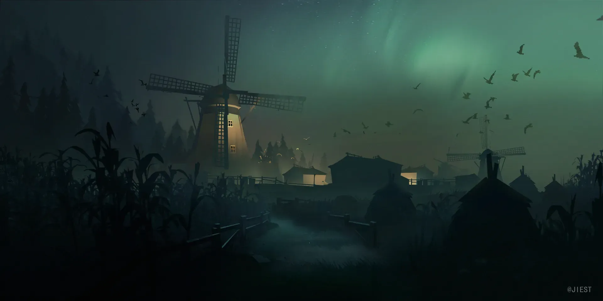 Atmospheric view of the Lakeside Village map in Identity V