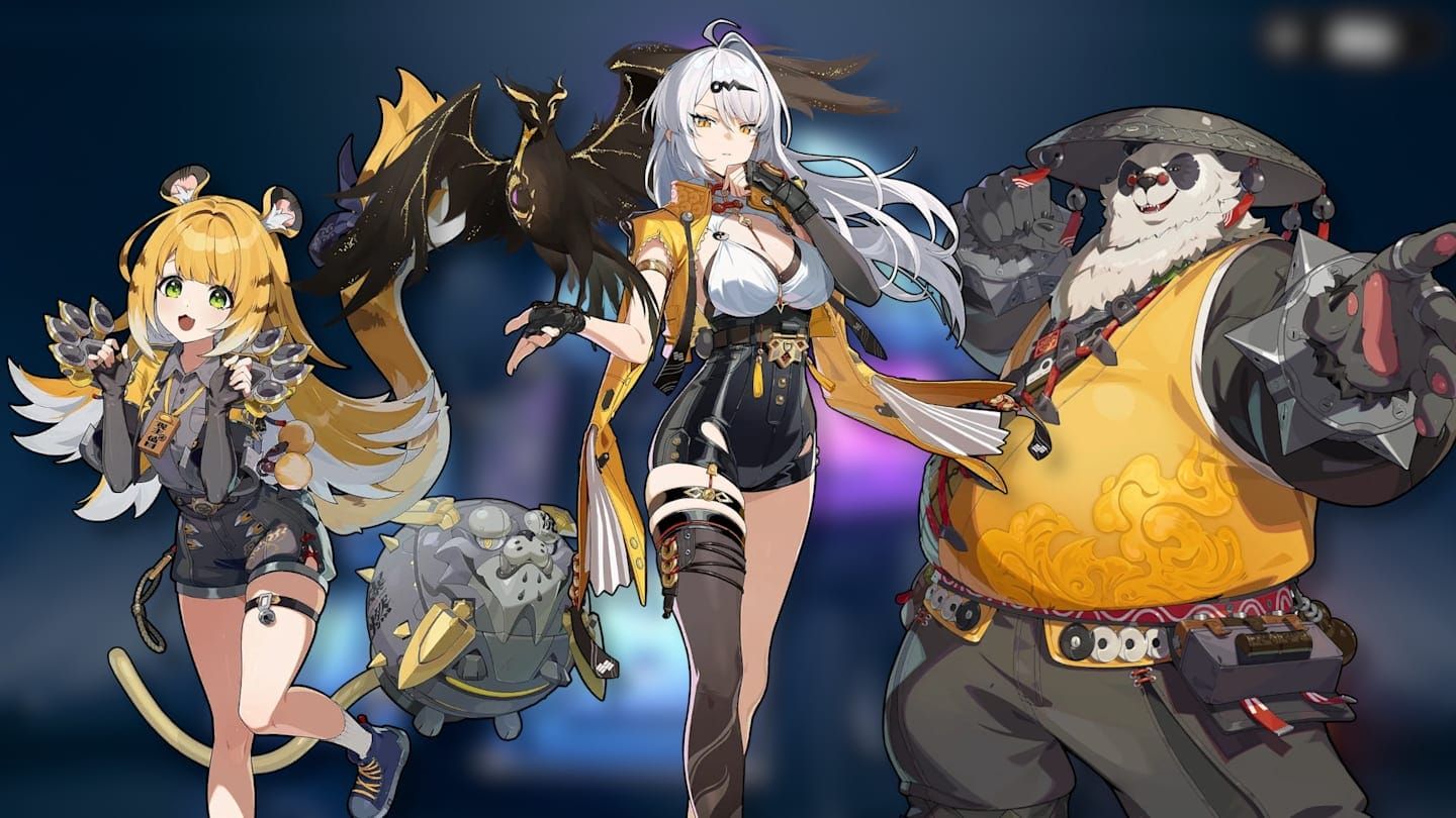 Zenless Zone Zero characters Yixuan, Ju Fufu, and Pan Yinhu from the Rupture Revolution team composition