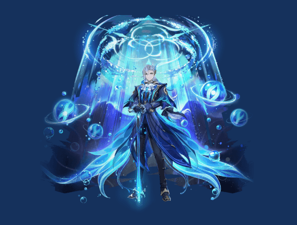 원신 느비예트 캐릭터의 강공격 시전 장면