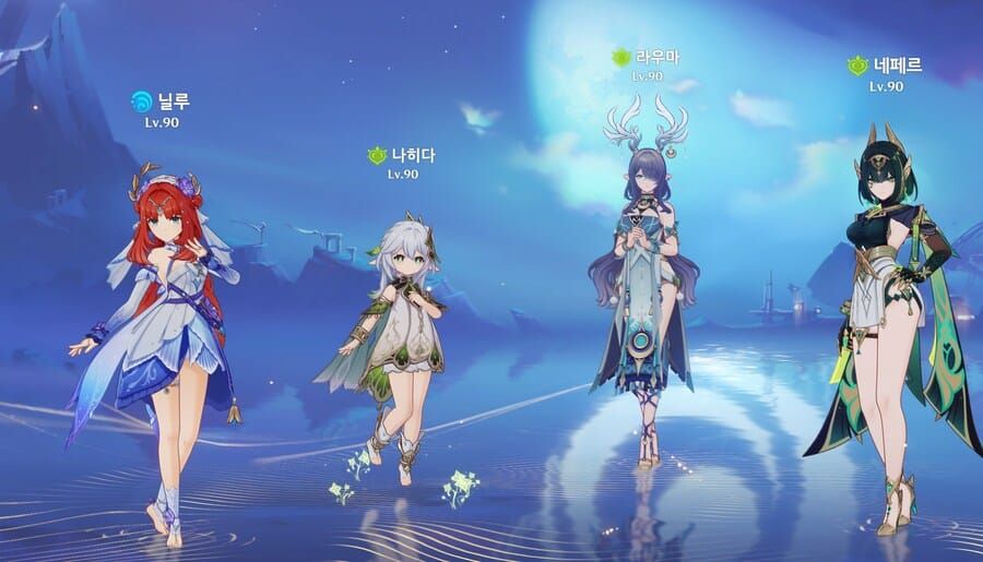 원신 네페르 파티 조합 캐릭터들