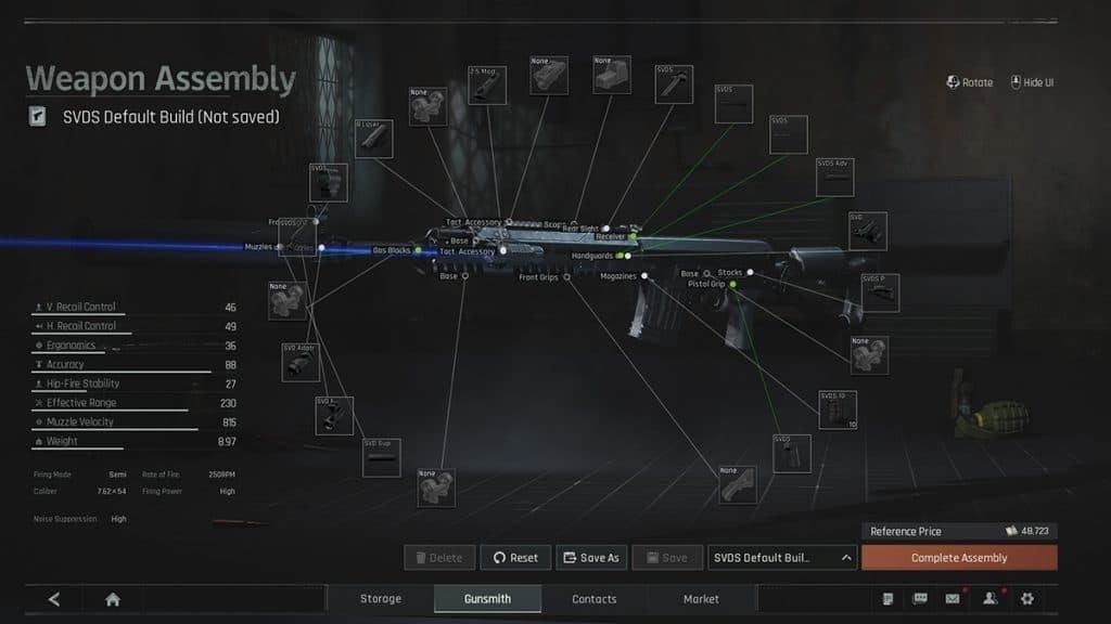 Arena Breakout gunsmithing and weapon modification interface