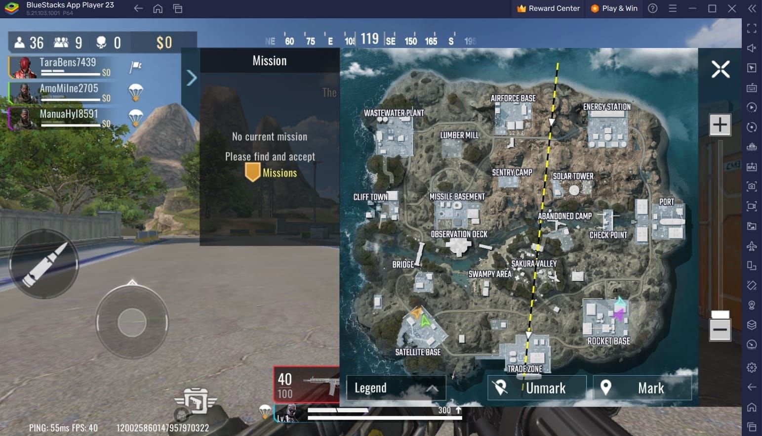 Blood Strike Shutter Island map showing Sakura Valley drop location with marked loot spots and supply posts