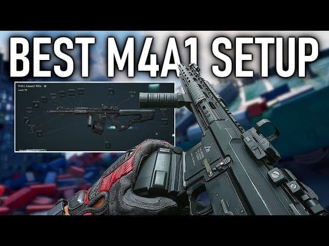 Delta Force M4A1 assault rifle build with Sandstorm Vertical Compensator, 45-round magazine, Resonant Ergonomic Grip, Gabriel Long Barrel, and UR Spec Ops Stock